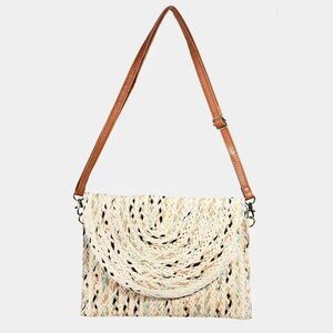 New Straw Weave Envelope Clutch | Crossbody Bag | Multicolor | Detachable Strap